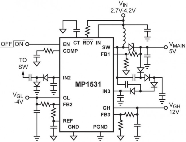 MP1531DQ-LF-P, Power Management IC, 2 LDO Regulators, 3 Regulated Outputs, 5.5V Supply, QFN-EP-16