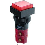 D16LAS1-2abJR, Кнопка с фиксацией красная (5A 250VAC), LED подсветка 12VDC