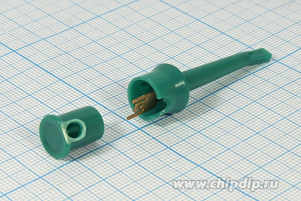 Зажим тестовый с выдвигаемым крючком, длина 50мм, зелёный цвет; №3135 зажим тест 50мм\\ \каб\зел\ WTN-22-1230GN