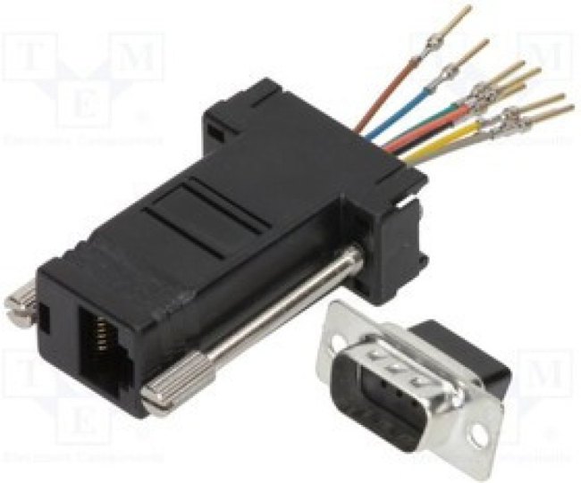 MHDA9-PMJ8-K-RC, Переходник: адаптер, D-Sub 9pin "папа", гнездо RJ45