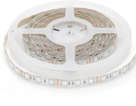 00-12, Лента светодиодная, RGB, 12В, 14.4Вт/м, 60SMD(5050)/м, 700Лм/м, IP65, 10мм, 1м