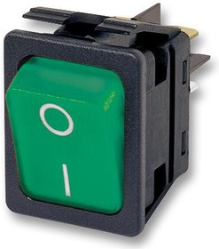 C6053ALNAM, Rocker Switches C6053AL T.BLACK GRN 230V WHT