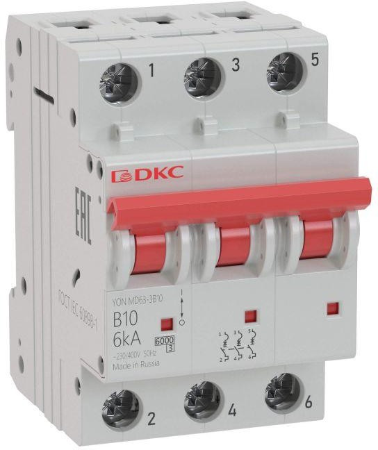 Выключатель автоматический модульный 3п B 2А 6кА MD63 YON MD63-3B2-6