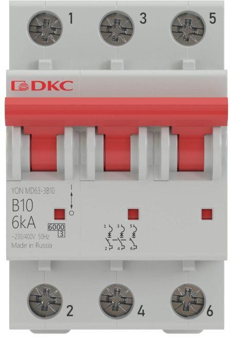 Выключатель автоматический модульный 3п B 2А 6кА MD63 YON MD63-3B2-6