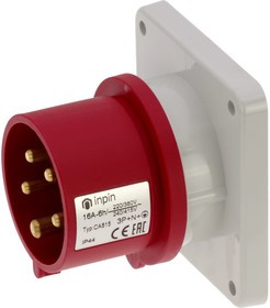 Встраиваемая вилка 16A/400V/3P+N+E/IP44, фланец 86x86 CA815