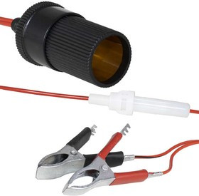 TD-61, Удлинитель гнезда прикуривателя от аккумулятора с зажимами типа "крокодил" , 12 В, пластик/металл