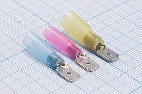 2520635F, Разъем плоский 6.4x0.8мм изолированный в синей термоусаживаемой манжете; Q-15934B клемма штек 6,4x0,8\\1,5~2,5S\Cu луж\обж+t-усад\