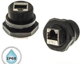 Гнездо телефонное 8P8C на панель, герметичное, переходник; №15536 гн телеф 8P8C-гн телеф 8P8C\гермет