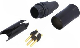 NC3MXX-B-D, XLR Connectors Cable end XX series 3 pin male - black/gold - bulk (RC3M-B-D)