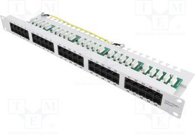 LOG-NP0051, Patch panel; RJ45; RACK; серый; Кол-во портов: 50; 19"; Высота: 1U