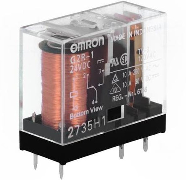 G2R-1 24DC, Реле 1 переключ. 24VDC, 10А/250VAC SPDT