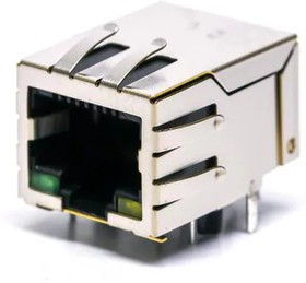 JX00-0027NL, Modular Connectors / Ethernet Connectors 1X1 TAB DOWN W/LED'S ETHERNET (NON PoE)