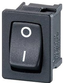 MP005716, Клавишный переключатель, Вкл.-Выкл., SPST-NO, Без Подсветки, Панель, Черный
