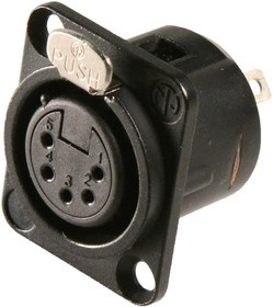 XLR panel socket, 5 pole, silver-plated, 1.0 mm², AWG 18, metal, NC5FD-L-BAG-1