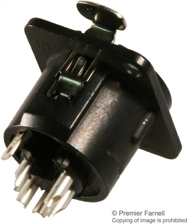 XLR panel socket, 5 pole, silver-plated, 1.0 mm², AWG 18, metal, NC5FD-L-BAG-1