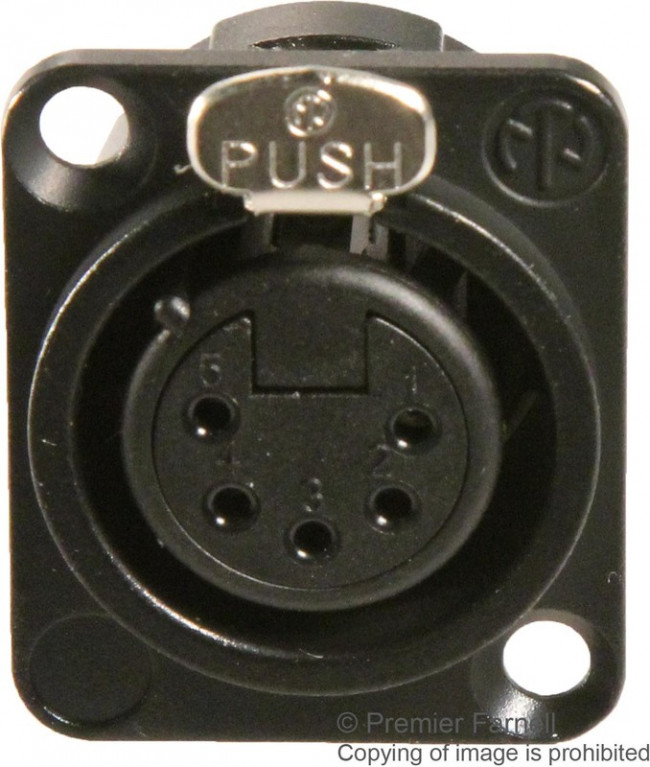 XLR panel socket, 5 pole, silver-plated, 1.0 mm², AWG 18, metal, NC5FD-L-BAG-1