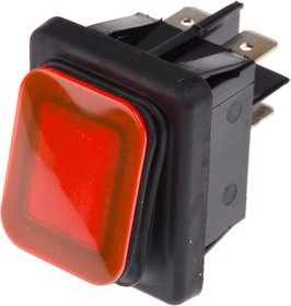 B4MASK48N1R0000, Illuminated DPST, On-None-Off Rocker Switch Panel Mount