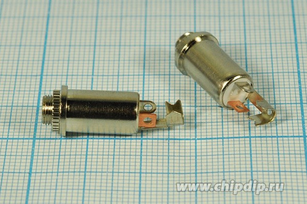 Розетка 3.5 стерео, контакты 3C, на блок М6, металл кожух