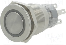 V19-11PFE-12G-S, Переключатель: антивандальный, Пол: 2, SPDT, 0,5A/220ВAC, 1A/24ВDC
