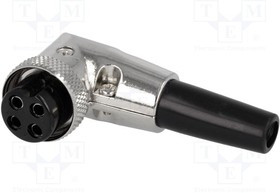 FC684224R, Вилка, микрофонный, "мама", PIN: 4, на провод, угловой 90°, 6мм
