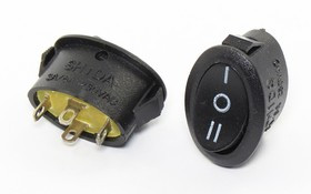 Переключатель клавишный, контакты 4C, 3А, ON-OFF-ON, d13x21.5, подсветка черная, RS101-6C