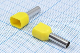 Наконечник штыревой втулочный изолированный (12мм) желтый 2х4мм² НШвИ2 4-12; №9735 Y клемма нак/каб 3,8x12\4,2\2S 4,0 \обж\жел\НШвИ2 4-