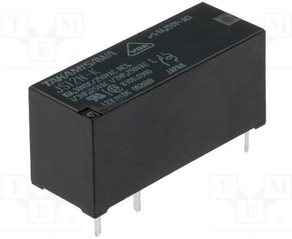 JS-12N-K, Реле: электромагнитное, SPDT, Uобмотки: 12ВDC, 8A/250ВAC, 8A/24ВDC