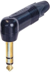 Neutrik NP3RX-B кабельный разъем Jack 6.3мм TRS (стерео) штекер угловой, компактный черненый корпус диаметром 14.5мм, золоченые контакты