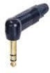 Neutrik NP3RX-B кабельный разъем Jack 6.3мм TRS (стерео) штекер угловой, компактный черненый корпус диаметром 14.5мм, золоченые контакты