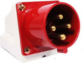 Разъем питания AC вилка, 3P+E, 415 B, 32 A, на блок, угловой, IP67, HTN524