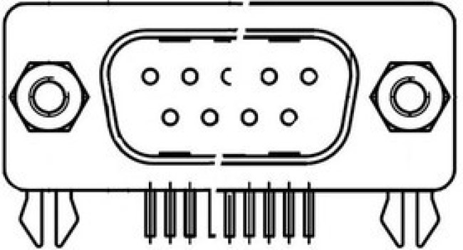 DLS1XP5AK40X, D-Sub Standard Connectors 9P MALE R/A .318 PCB CLIPS