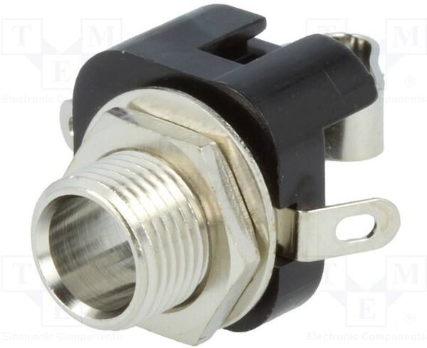 KLBM-3, Гнездо, Jack 6,3мм, "мама", mono, Кол-во полюс: 2, прямой, пайка