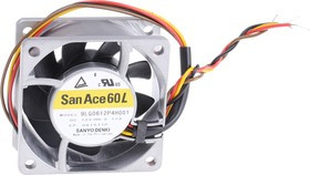 9LG0612P4H001, San Ace 9LG Series Axial Fan, 12 V dc, DC Operation, 47m³/h, 2.04W, 170mA Max, 60 x 60 x 25mm