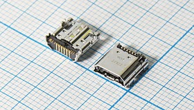 Гнездо micro USB, Тип B, угловое, 11 контактов, SMD на плату; №10049 гн microUSB\B\11C4HP\ плат\угл\\microUSB B11SDREV
