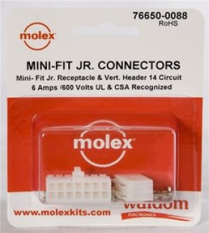 76650-0088, Headers &amp; Wire Housings MiniFit Jr Conn Kit V Hdr Recept 14Ckt