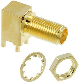 SMA-JR50W-BR-19-H (73251-220), Разъем SMA "гнездо" удлиненн. позол., прямой угол на плату