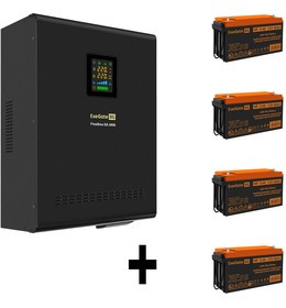 EX296641RUS, Комплект ИБП EX296003RUS + батарея 65Aч EX282982RUS 4шт (инвертор, синус, для котла, настенный) ExeGate FineSine SX-3000.LCD.AV