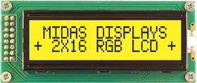 MD21605B6W-FPTLRGB, MD21605B6W-FPTLRGB LCD LCD Display, 2 Rows by 16 Characters