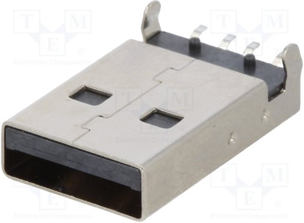 KEYS931, Вилка, USB A, на PCB, SMT, PIN: 4, горизонтальный, USB 2.0, позолота