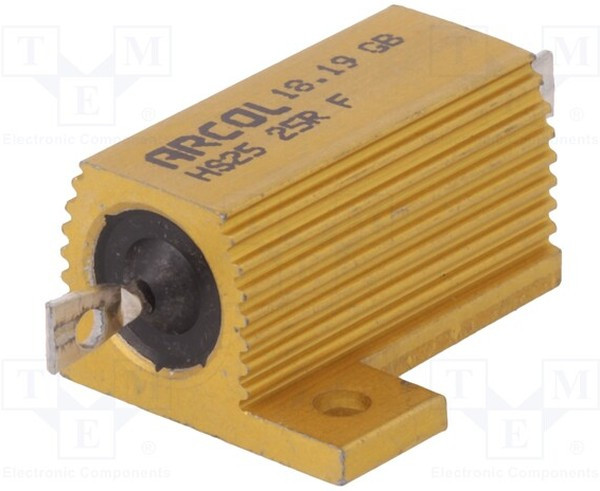 HS25-25RF, Резистор: проволочный, с радиатором, винтами, 25Ом, 25Вт, ±1% HS25-25RF, Резистор: проволочный, с радиатором, винтами, 25Ом, 25Вт, ±1%