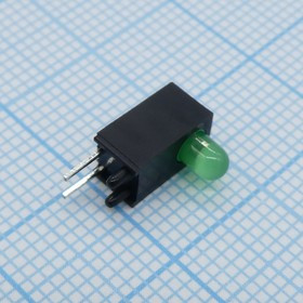 L-710A8RS/1GD, Светодиод 3мм с держателем/зеленый/ 568нм/8-20мкд/40°