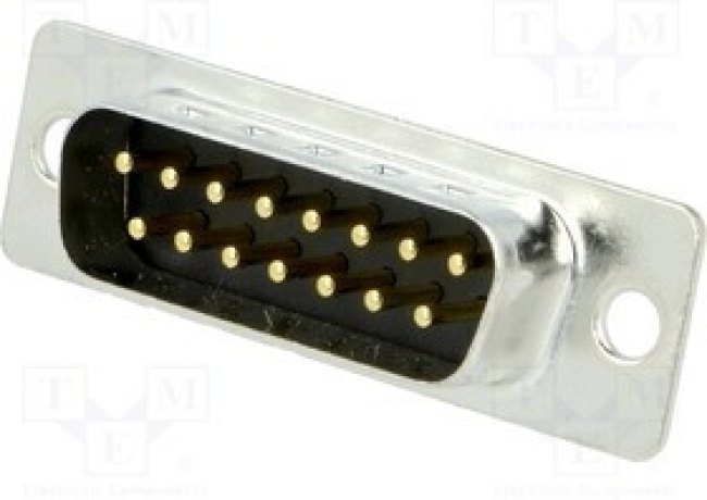 MHDD15-M-T-B-M, Разъем D-Sub; PIN: 15; гнездо; "папа"; на PCB; пря