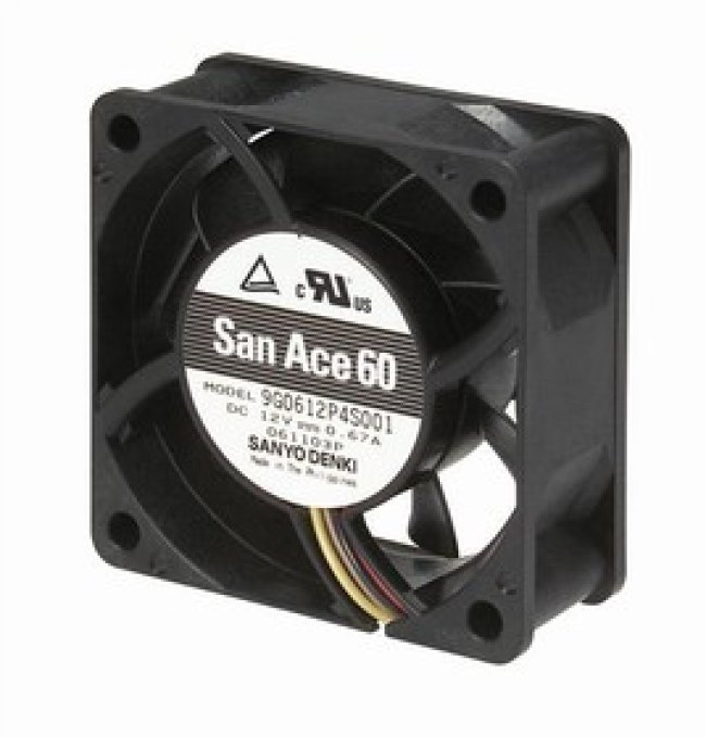 9G0612P4S0011, Осевой Вентилятор, 12 В, Square, 60 мм, 25 мм, Качения, 49.4 фут³/мин 9G0612P4S0011, Осевой Вентилятор, 12 В, Square, 60 мм, 25 мм, Качения, 49.4 фут³/мин