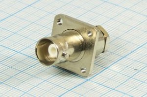 Разъем BNC розетка, RG6, на блок,фланец 4 отверстия Разъем BNC розетка, RG6, на блок,фланец 4 отверстия
