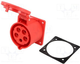 325-6F7, Разъем: питания AC, трехфазный, гнездо, "мама", 32А, 400ВAC, IP44