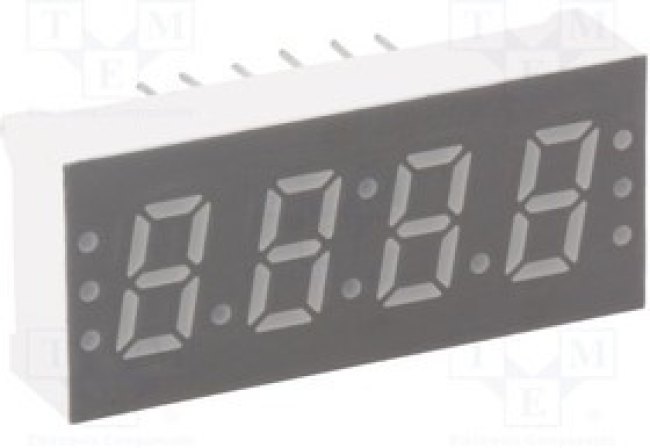 KW4-306AGA, Дисплей: LED, 7-сегментный, 7,6мм, 0,3", II.зн: 4, желто-зеленый
