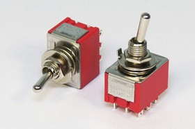 Рычажный переключатель (тумблер), 220В, 3А, переключение ON-ON, d 6.4, металлический, контакты 9C, MTS-302