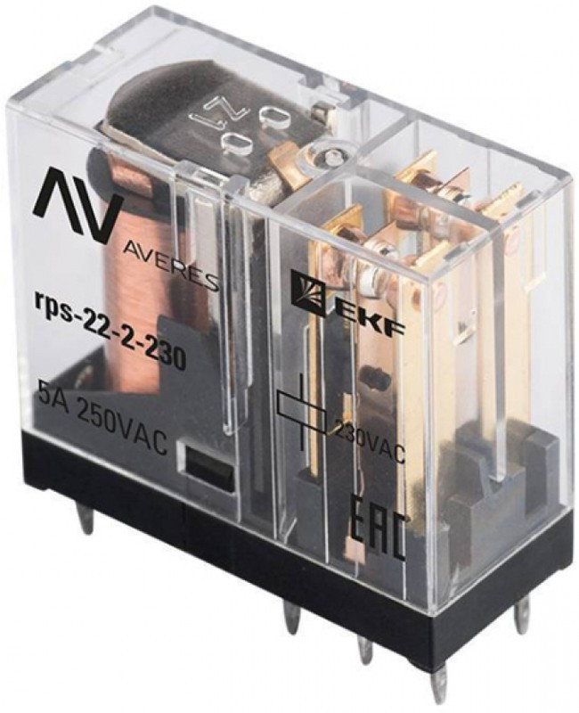 Реле промежуточное РП slim 22/2 5А 230В AC AVERES EKF rps-22-2-230 Реле промежуточное РП slim 22/2 5А 230В AC AVERES EKF rps-22-2-230