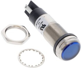 656-1402-304F, LED Panel Mount Indicators 1/2 Flat Blue 5VDC w/Terminals