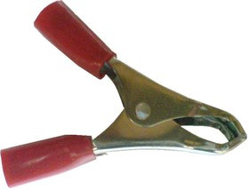 AG-B15, Зажим "Крокодил" с изолятором красный, 15А, 49мм